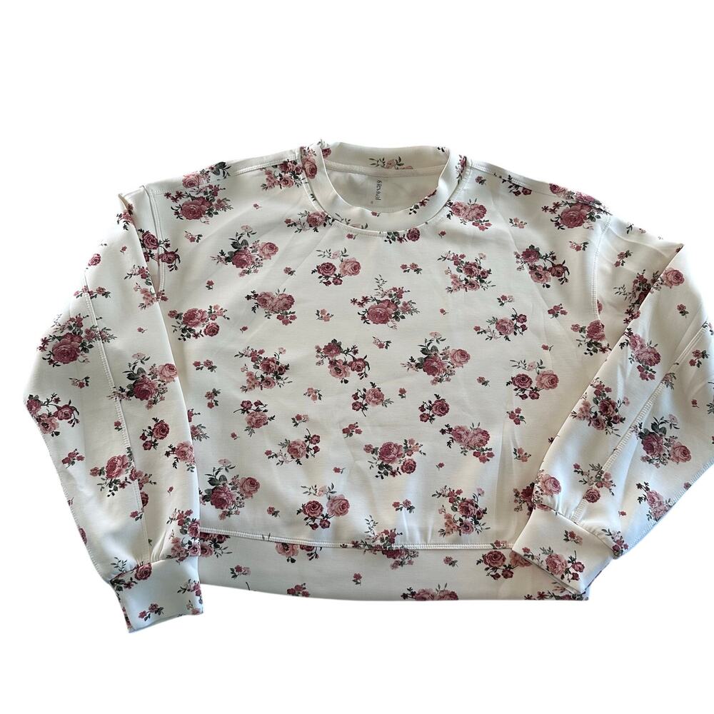 As Revival Altar'd State Small Floral Modal Sweatshirt Cream Pink & Burgundy